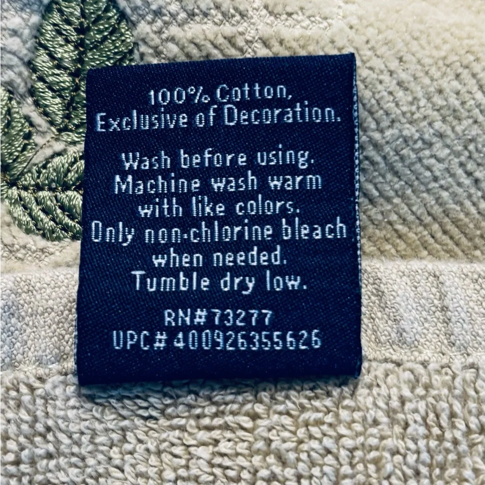 Embroidered Towel Set Cotton Croft & Barrow Green and White Bath Hand Fingertip